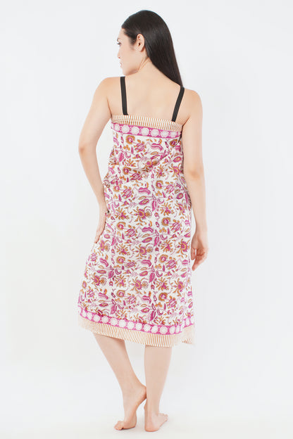 Cotton Coral Floral Printed Beach Sarongs Wrap Leela