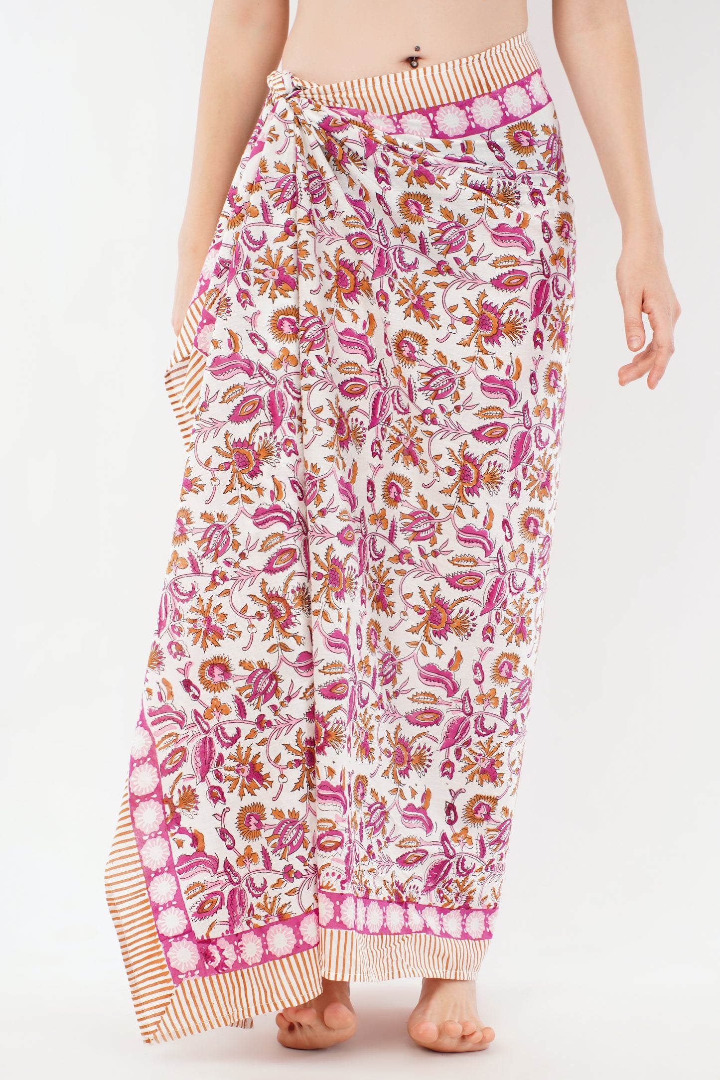 Cotton Coral Floral Printed Beach Sarongs Wrap Leela