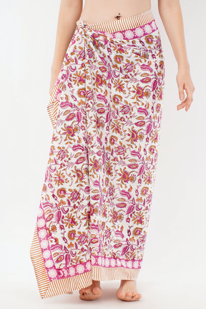 Cotton Coral Floral Printed Beach Sarongs Wrap Leela