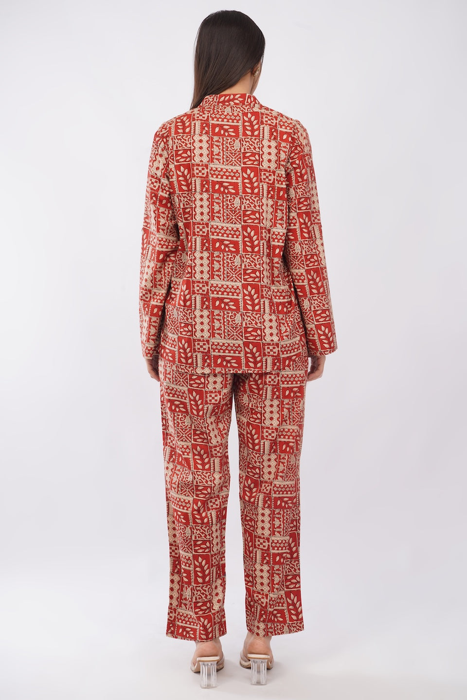 Antique Rust Floral Printed Women 2 Piece Cotton Co-Ord Set