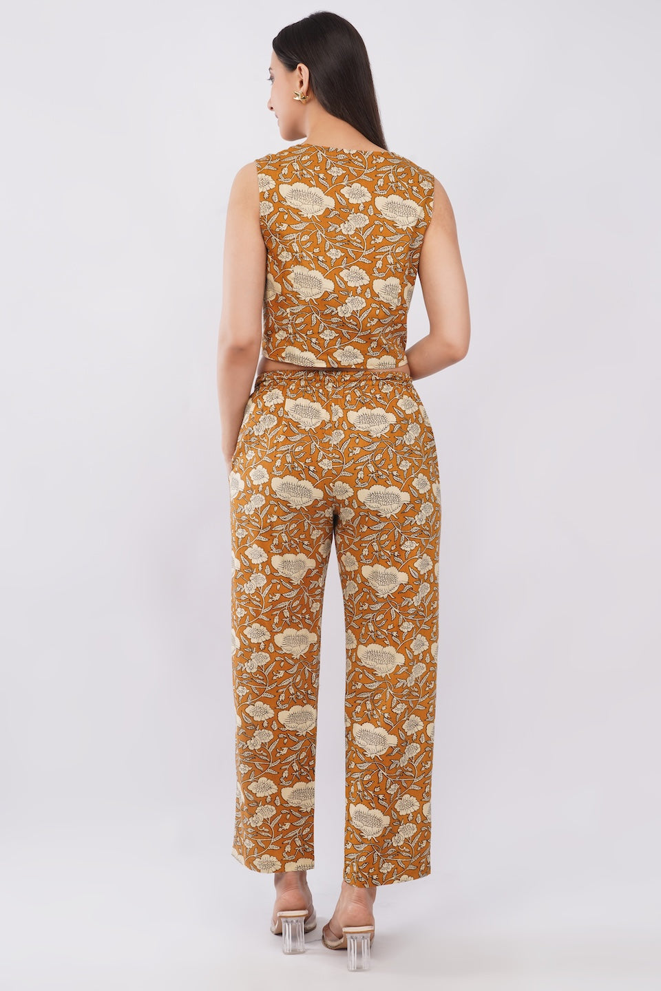 Cotton Sunpetal Floral Sleeveless Top & Palazzo Summer Casual Co-Ord Set