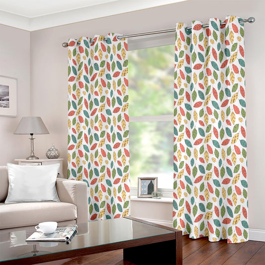 Colourful Leaf Pattern Bohemian Style Eyelet Curtain - Adore India   