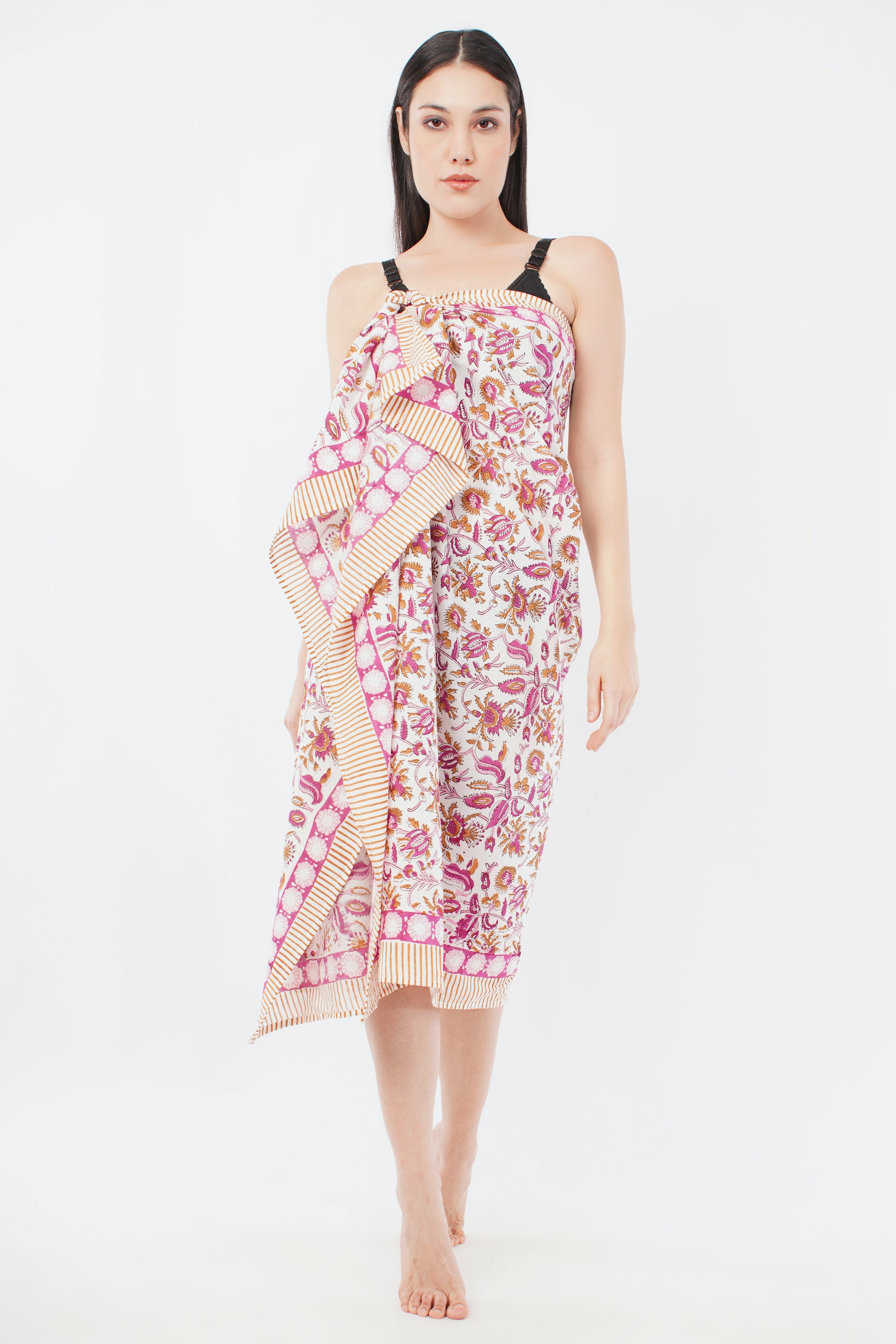 Cotton Coral Floral Printed Beach Sarongs Wrap Leela
