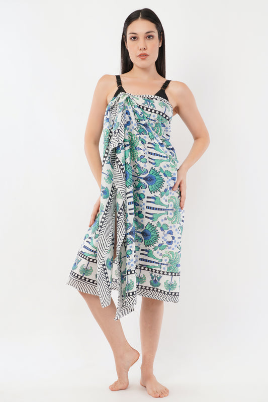 Cotton Tropical Bloom Turquoise Floral Printed Beach Sarongs Wrap