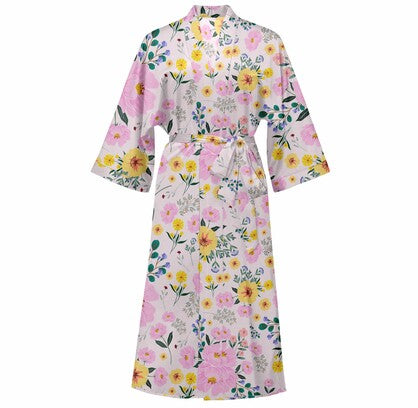Cotton Kimono Printed Floral Beach Cover-Up Boho Kimono Beach Dress- Currumbin