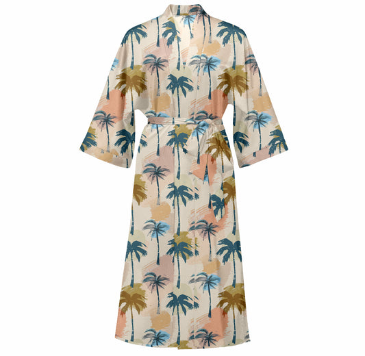 Cotton Kimono Printed Floral Beach Cover-Up & Boho Kimono- Roma