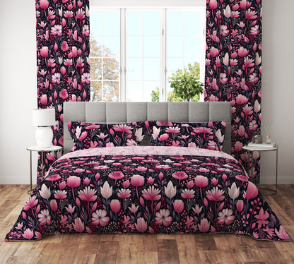 Fantasy Rose Floral Pink Cotton Reversible Quilt Cover Set - Adore India   