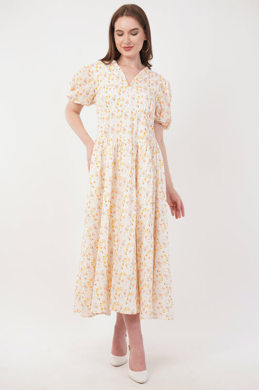 Elanor Cotton Floral Bohemian Midi Maxi Long Dress