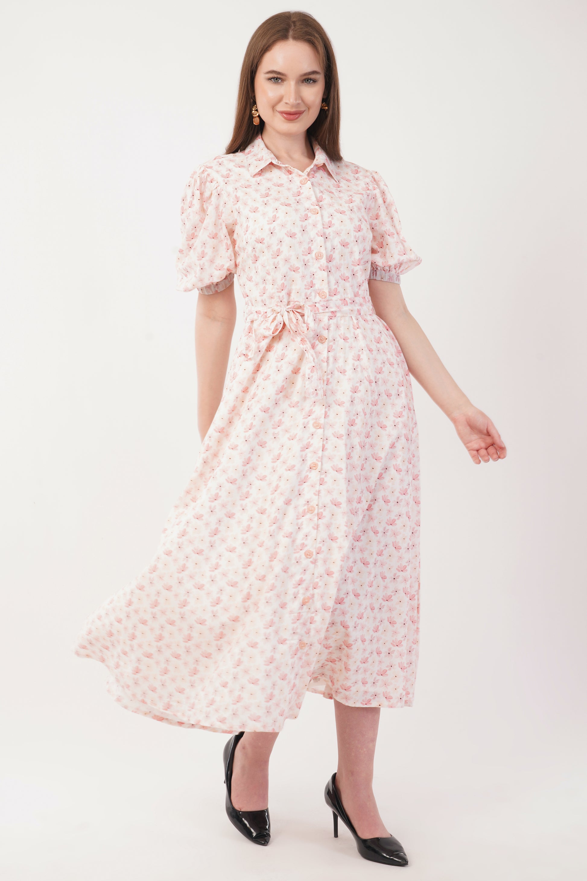 Elsie Pink Floral Cotton Midi Dress  Summer Shirt Dress Australia  Adore  India