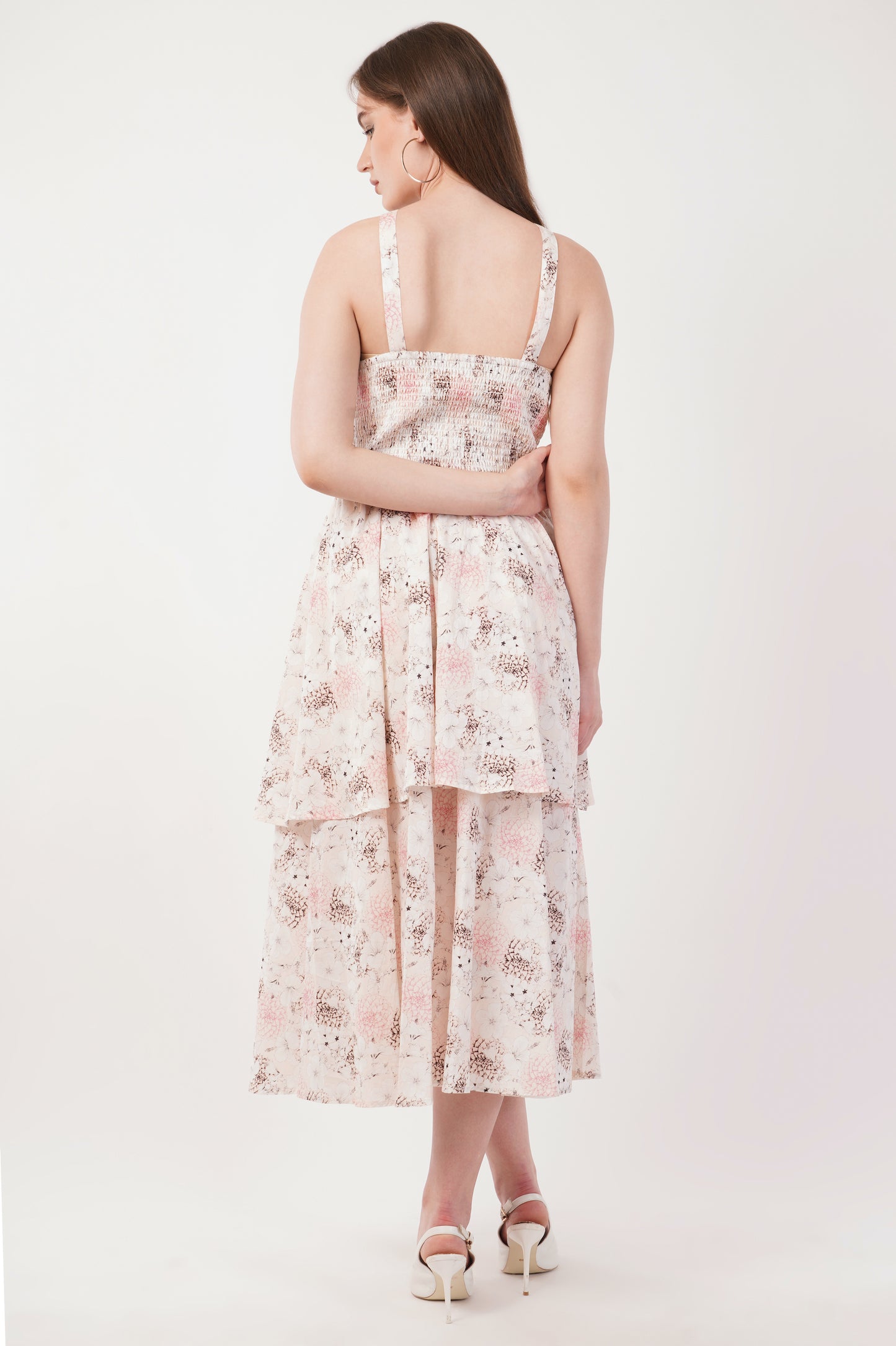 Evelyn Cotton Floral Bohemian Halter Neck  Midi Maxi Long Dress