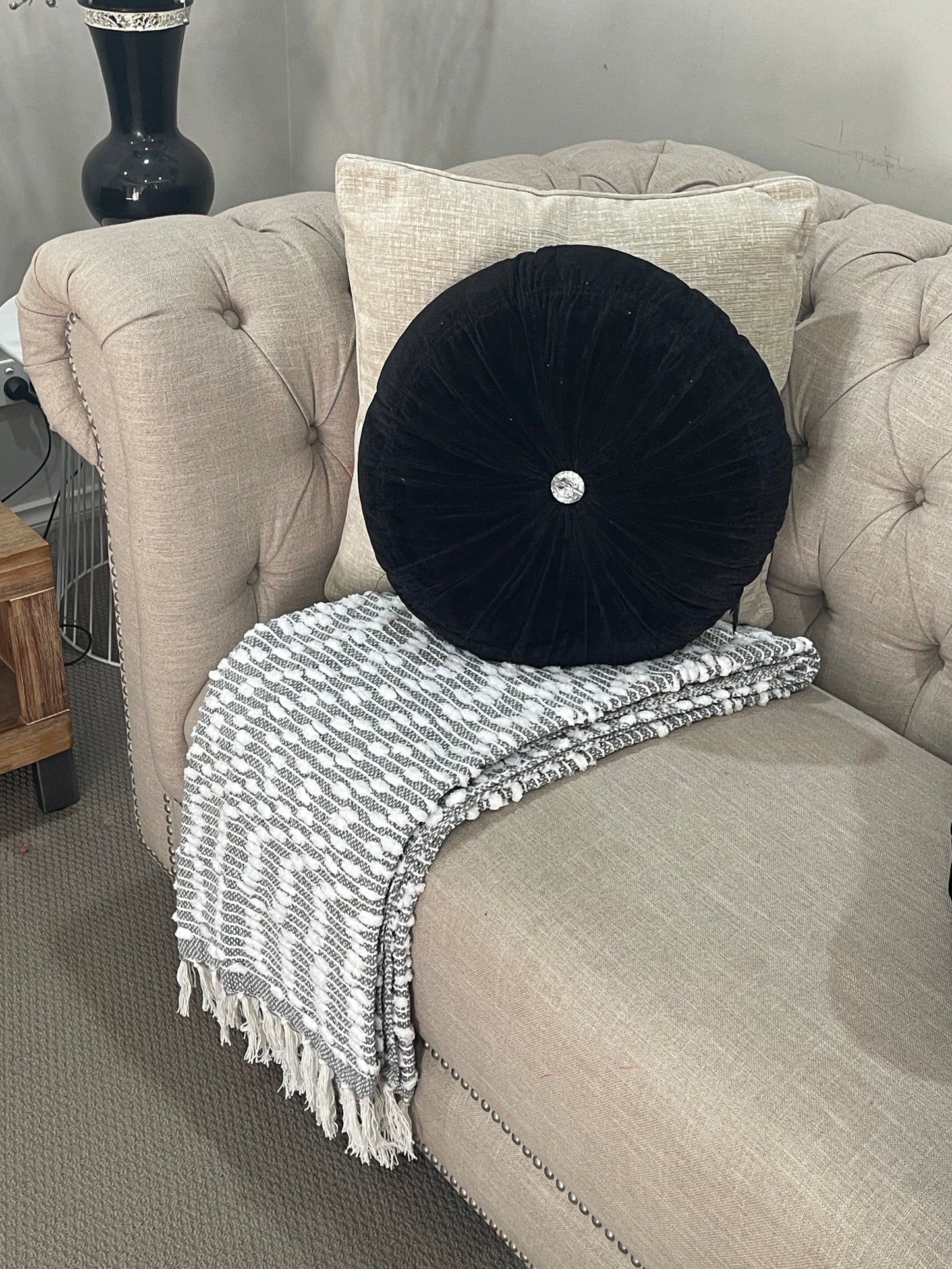 Bohemian Grey Cotton Bedding Tufted Throw Blanket - Adore India   