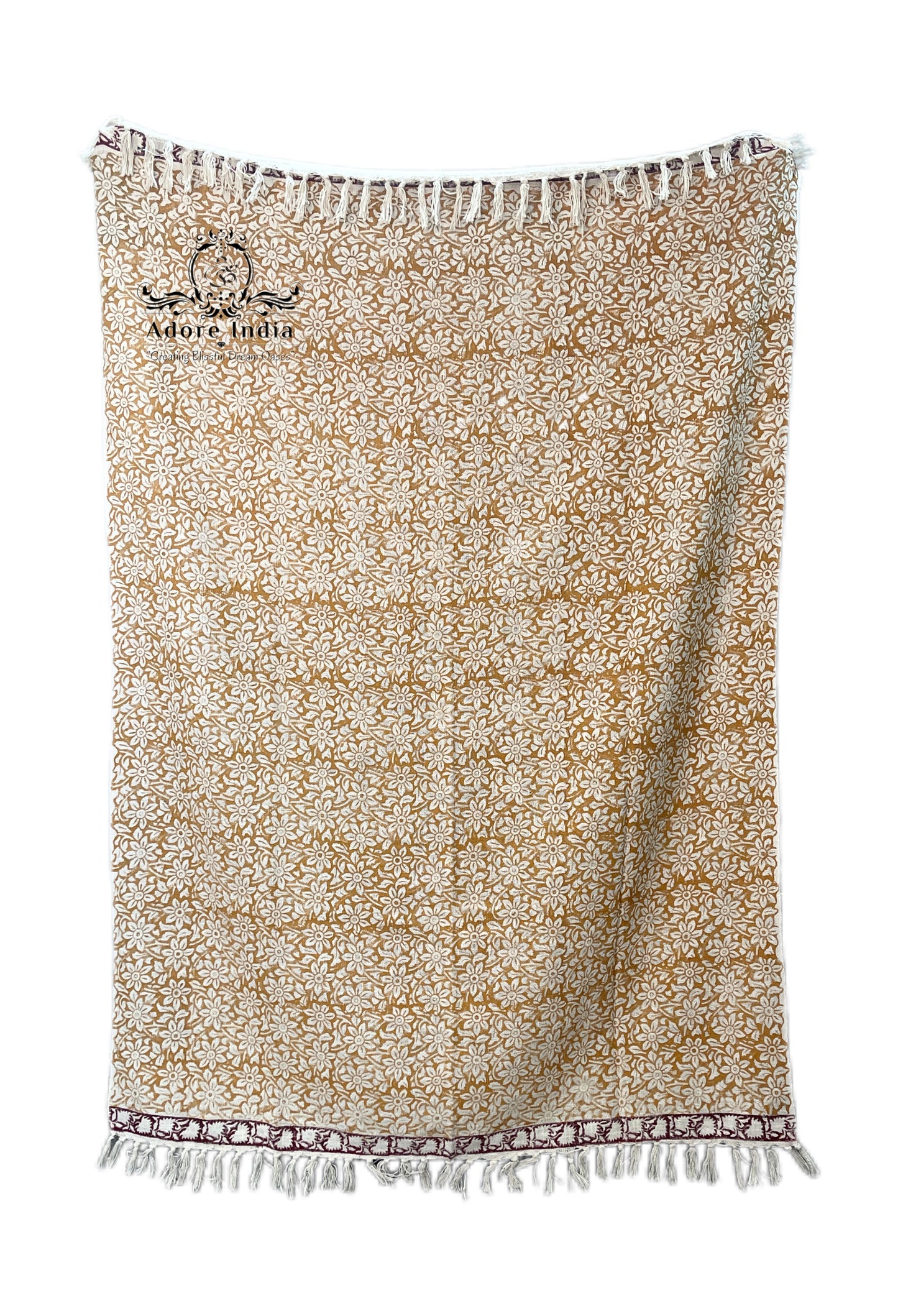 Bohemian Flower Hand Block Printed Cotton Bedding Throw Blanket - Adore India   