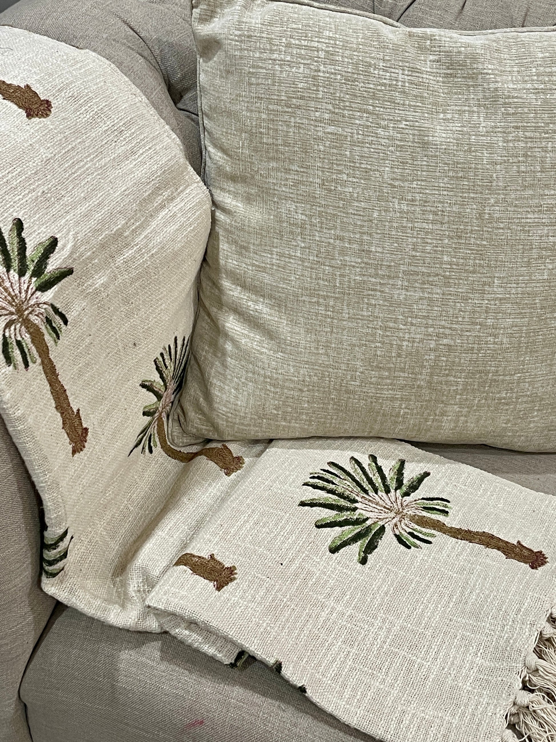 Bohemian Cotton Hand Block Palm Tree Bedding Throw Blanket - Adore India   