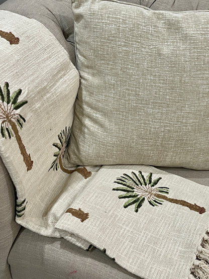Bohemian Cotton Hand Block Palm Tree Bedding Throw Blanket - Adore India   