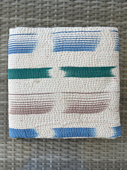 Handmade Indian Vintage Cotton Reversible Kantha Bedspread Throw- Shahi - Adore India   