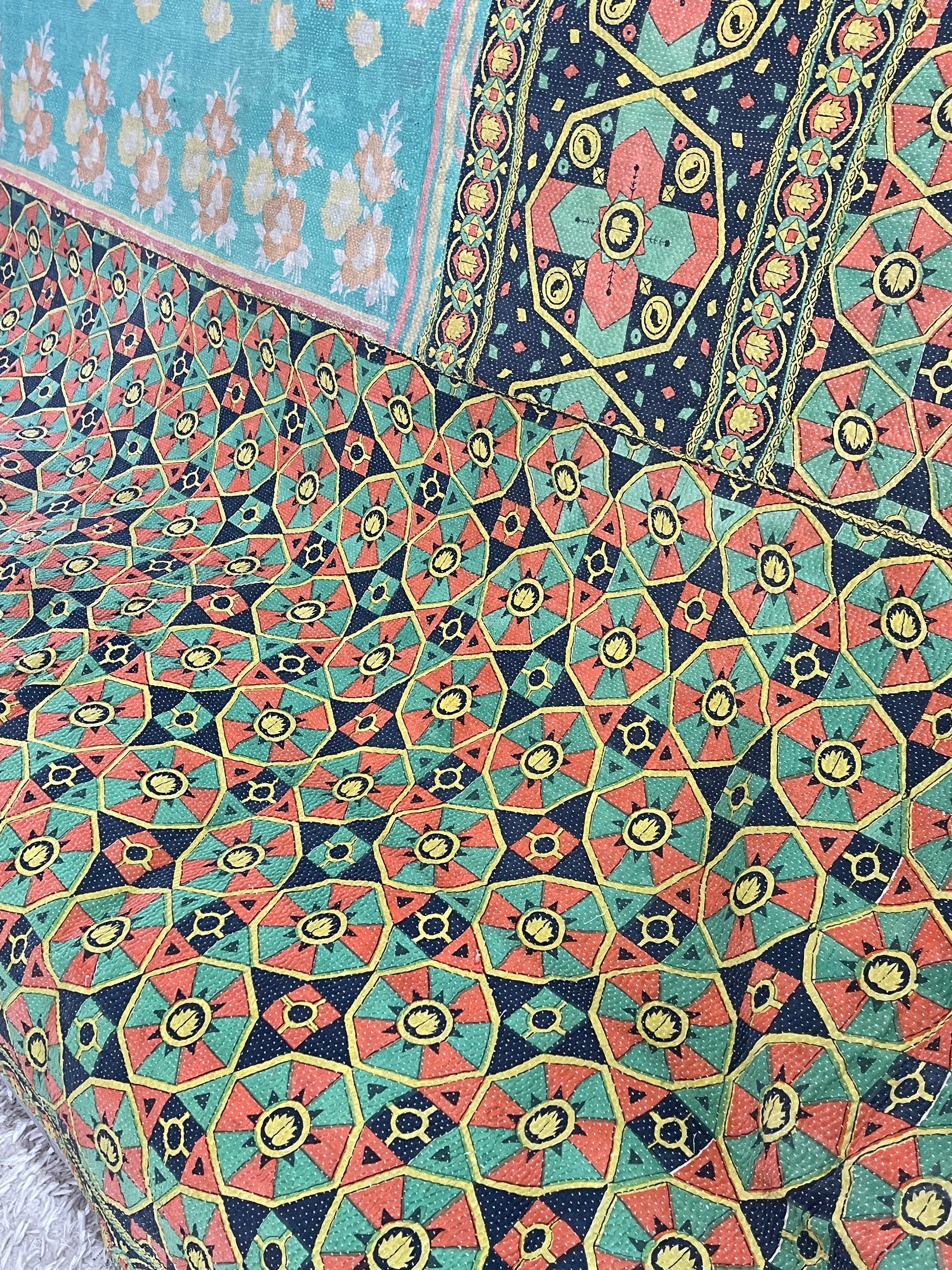 Indian Handmade Cotton Reversible Vintage Kantha Quilt Bedspread Throw  Anamika - Adore India   