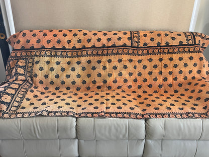 Indian Handmade Cotton Reversible Vintage Kantha Quilt Bedspread Throw- Amba - Adore India   