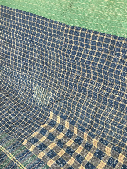 Indian Handmade Cotton Reversible Vintage Kantha Quilt Bedspread Throw- Anita - Adore India   