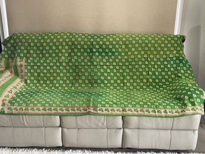 Indian Handmade Cotton Reversible Vintage Kantha Quilt Bedspread Throw- Kamla - Adore India   