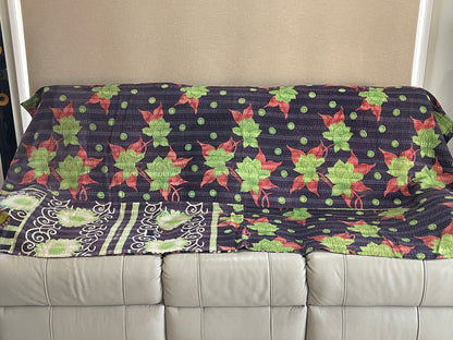 Indian Handmade Cotton Vintage Kantha Quilt Bedspread Throw- Aarti - Adore India   