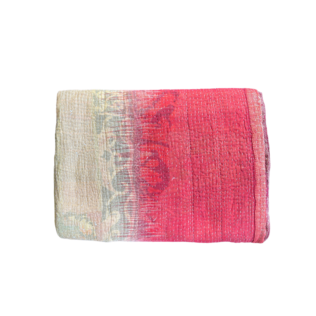 Indian Handmade Reversible Vintage Kantha Quilt Bedspread Mahi - Adore India   