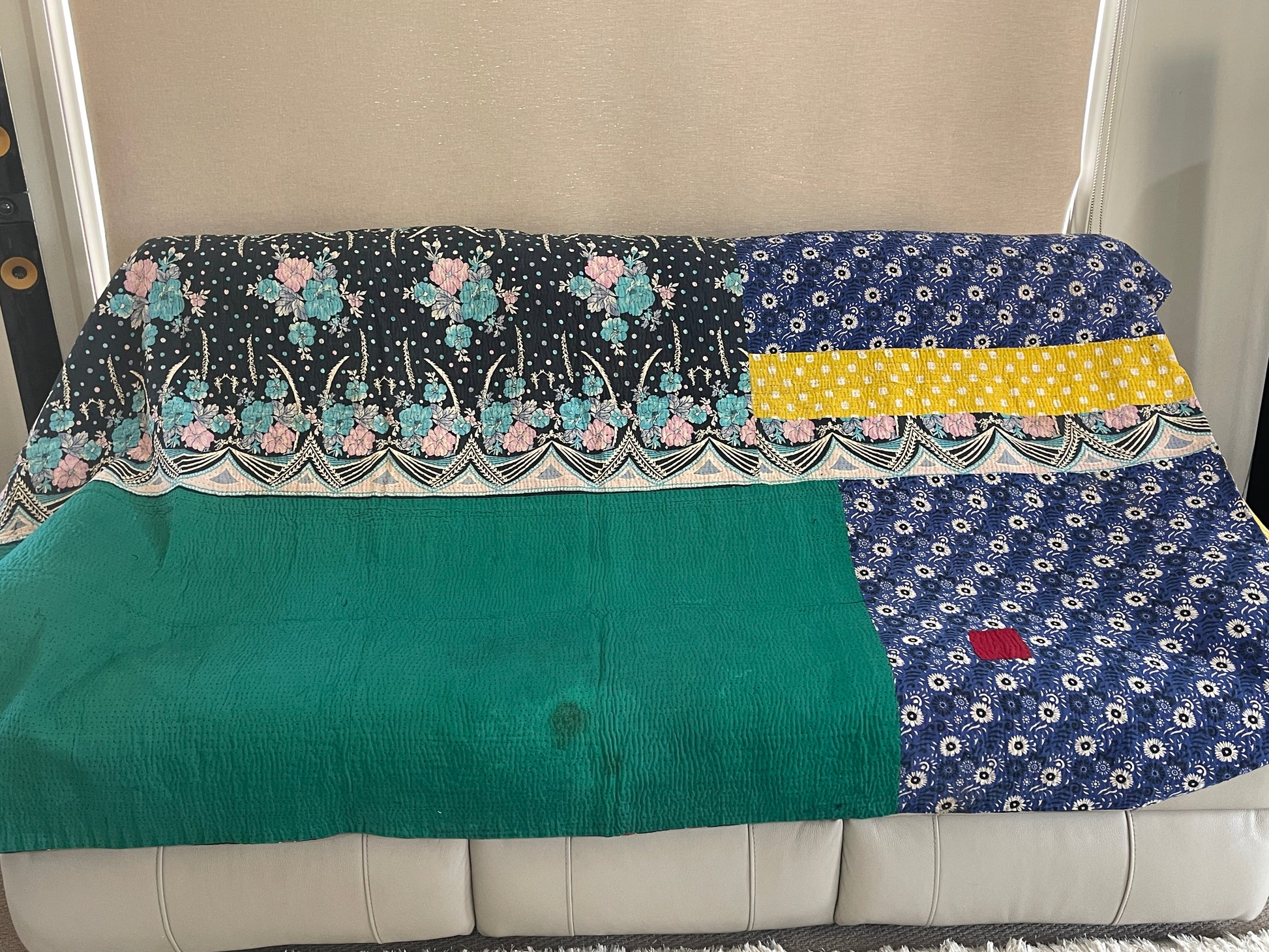 Indian Handmade Reversible Vintage Kantha Quilt Bedspread Mary - Adore India   