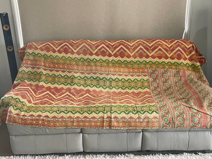 Indian Handmade Reversible Vintage Kantha Quilt Bedspread Reema - Adore India   