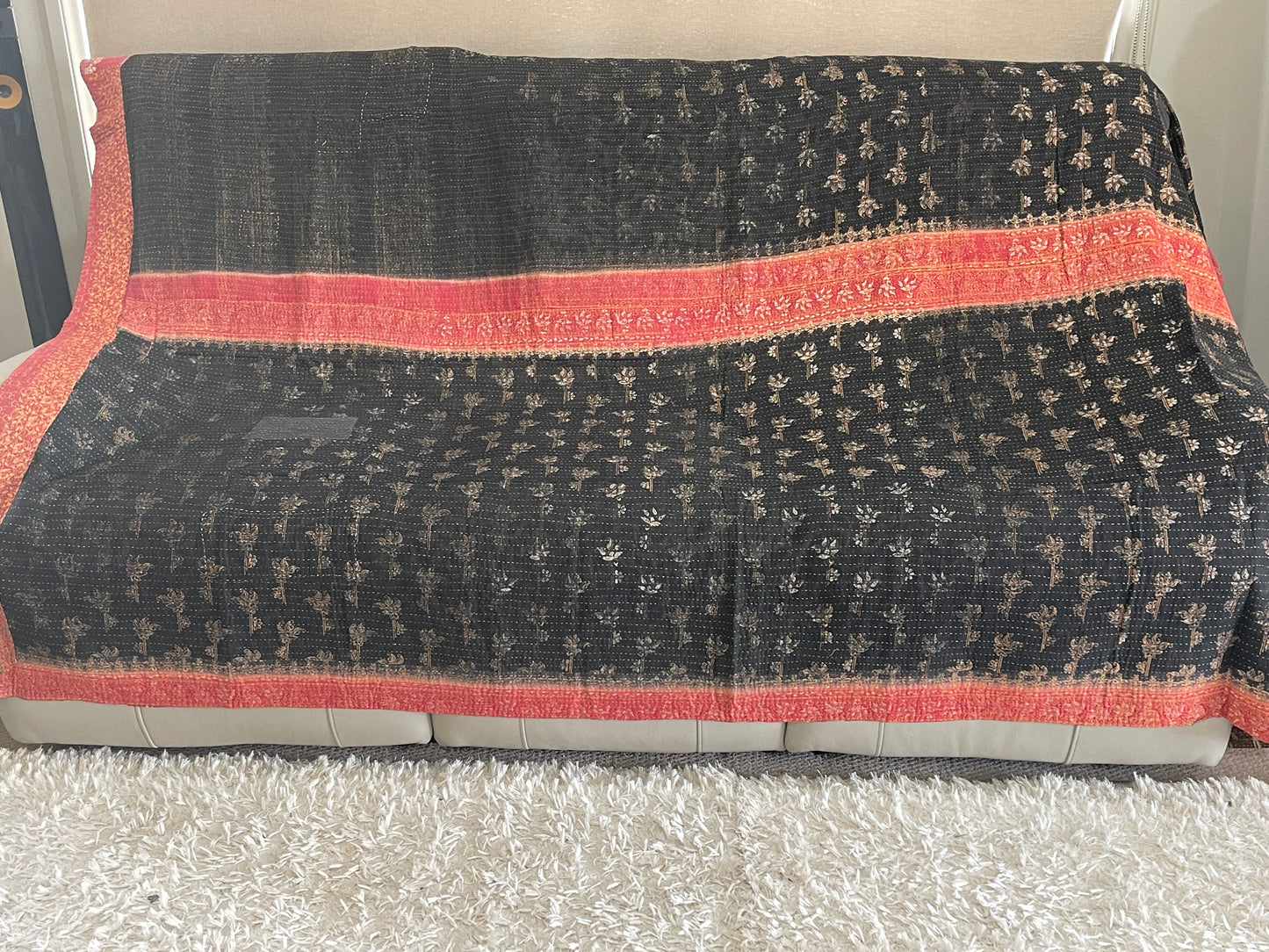 Indian Handmade Reversible Vintage Kantha Quilt Bedspread Sita - Adore India   