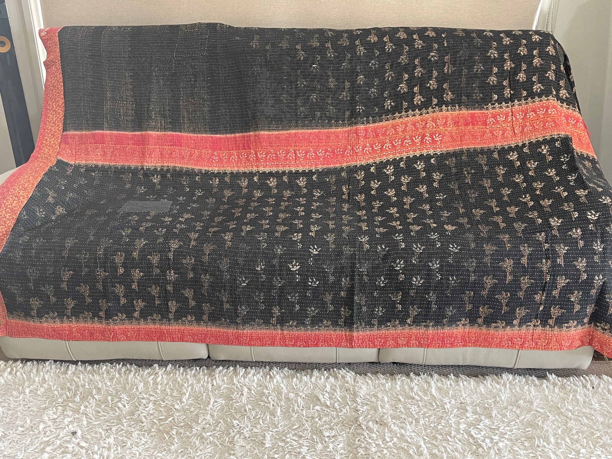 Indian Handmade Reversible Vintage Kantha Quilt Bedspread Sita - Adore India   