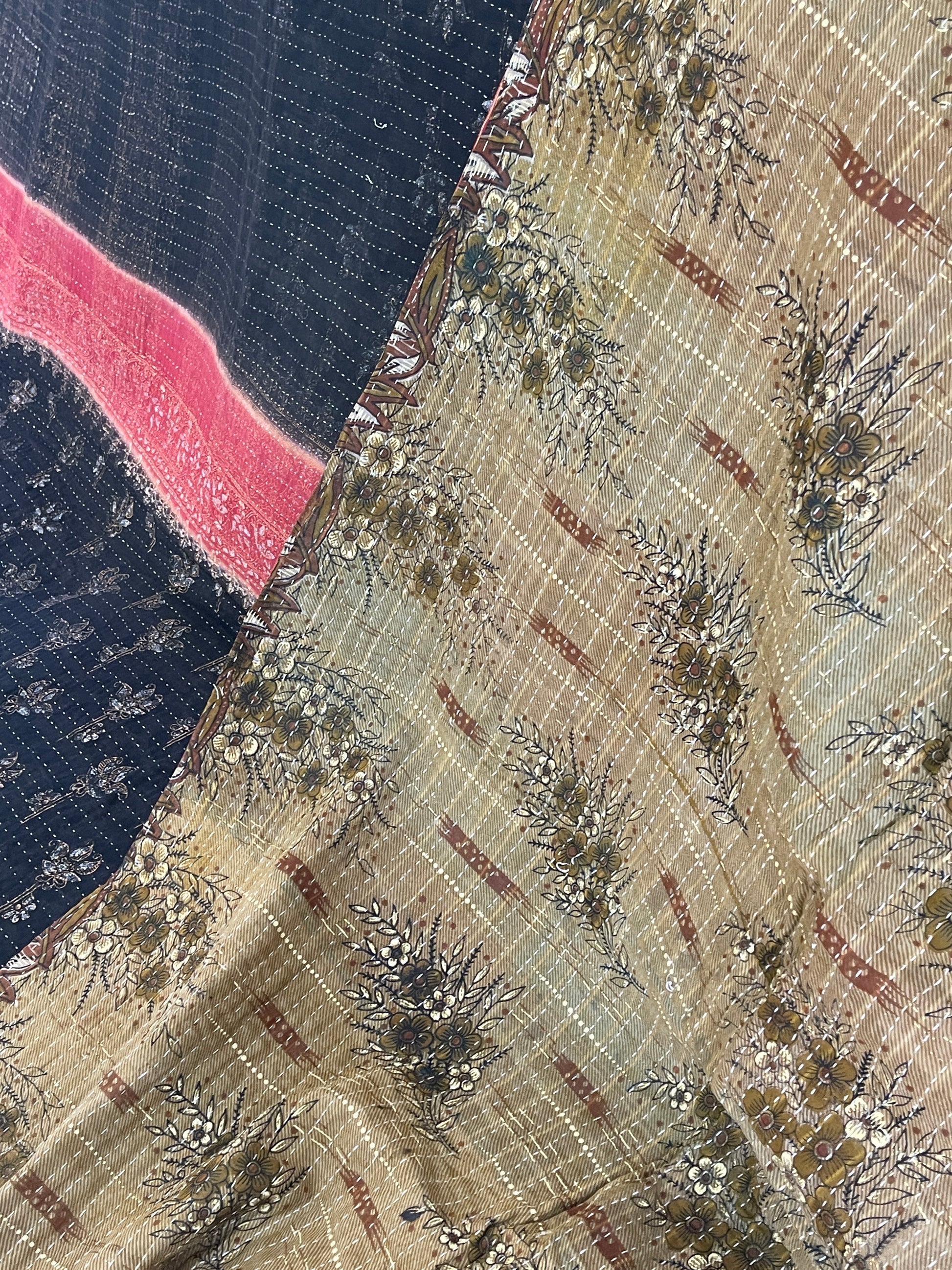 Indian Handmade Reversible Vintage Kantha Quilt Bedspread Sita - Adore India   