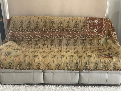 Indian Handmade Reversible Vintage Kantha Quilt Bedspread Sita - Adore India   