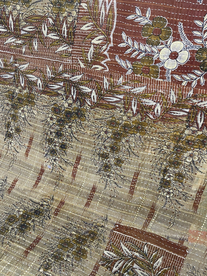 Indian Handmade Reversible Vintage Kantha Quilt Bedspread Sita - Adore India   