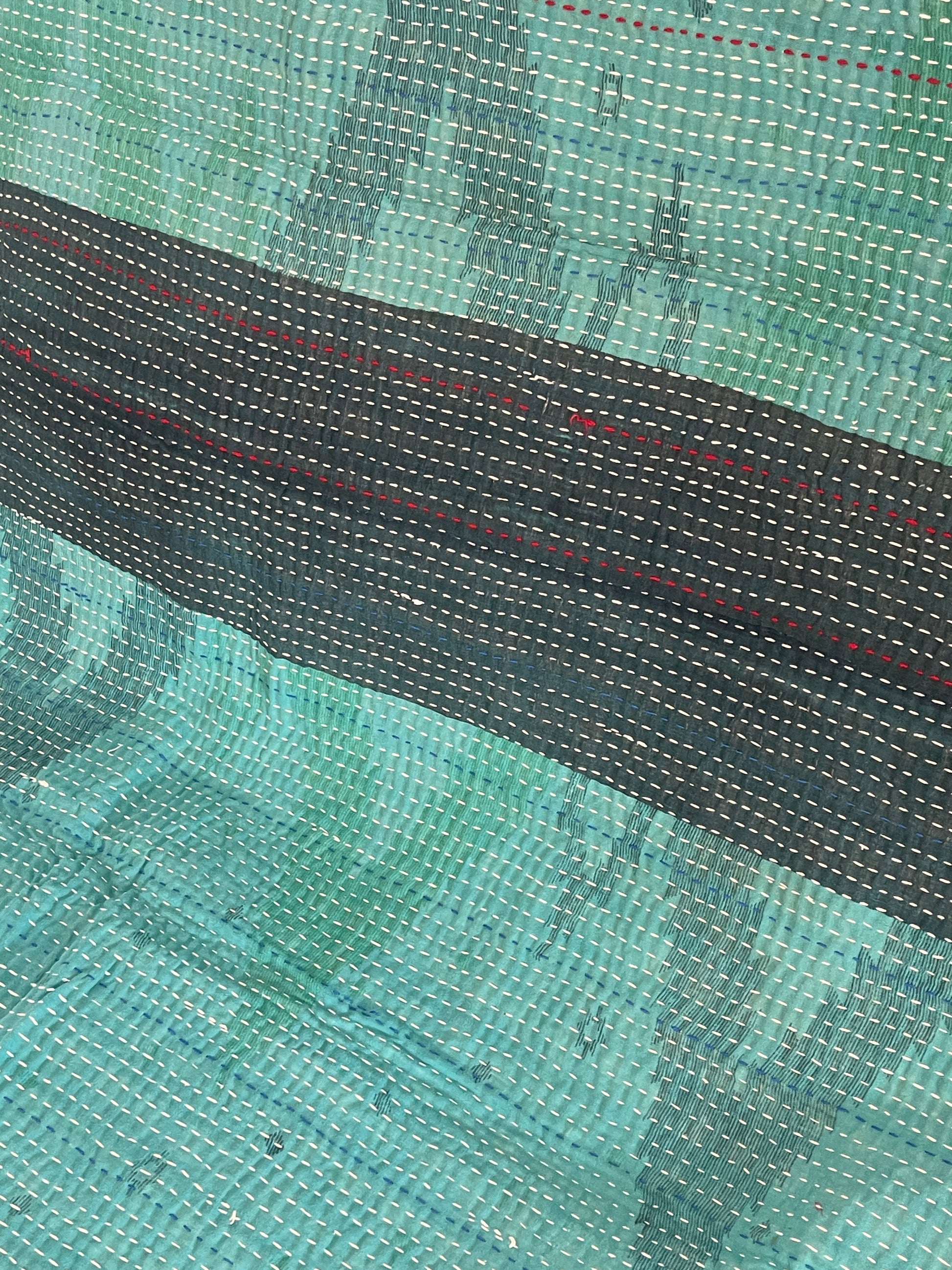 Indian Handmade Reversible Vintage Kantha Quilt Bedspread Sonia - Adore India   