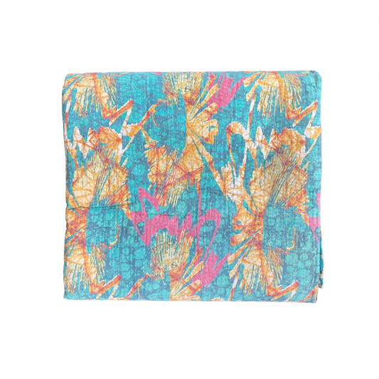 Indian Handmade Reversible Vintage Kantha Quilt Bedspread-Radha - Adore India   
