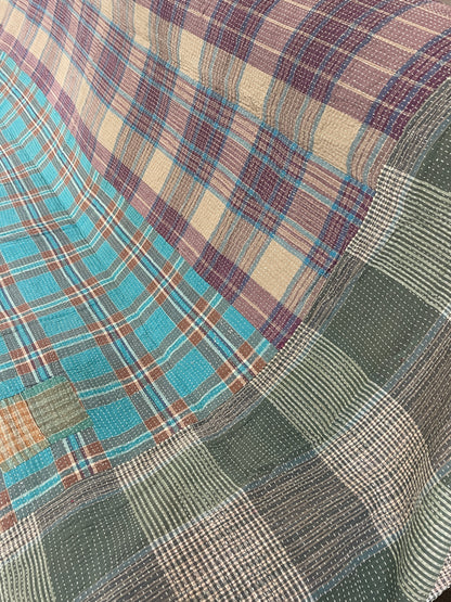 Indian Handmade Reversible Vintage Kantha Quilt Bedspread-Radha - Adore India   