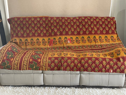 Indian Handmade Reversible Vintage Kantha Quilt Meera - Adore India   