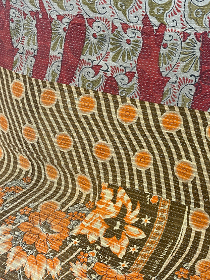 Indian Handmade Reversible Vintage Kantha Quilt Meera - Adore India   