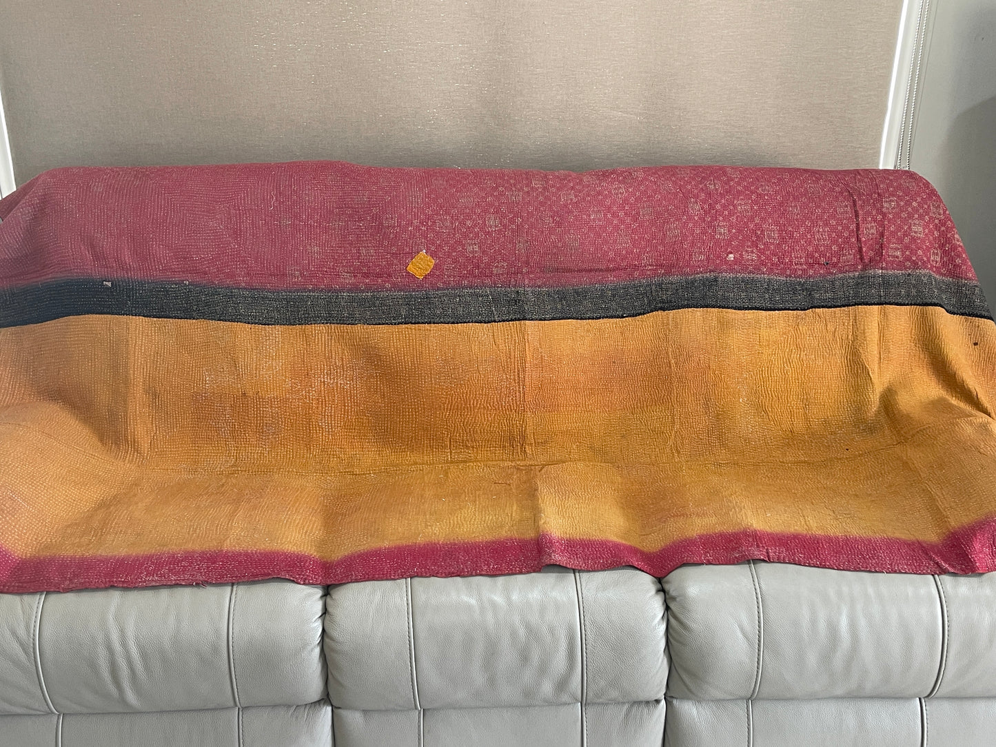 Indian Handmade Vintage Cotton Kantha Quilt Bedspread Throw- Asha - Adore India   