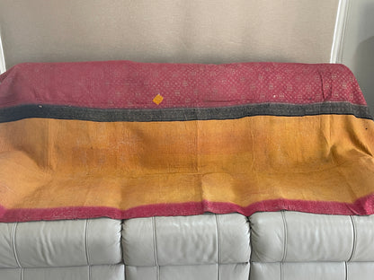 Indian Handmade Vintage Cotton Kantha Quilt Bedspread Throw- Asha - Adore India   