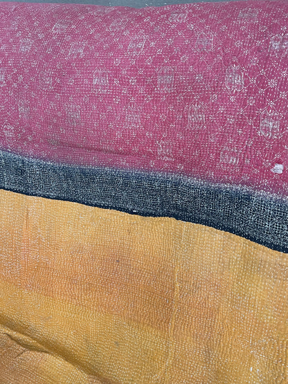 Indian Handmade Vintage Cotton Kantha Quilt Bedspread Throw- Asha - Adore India   