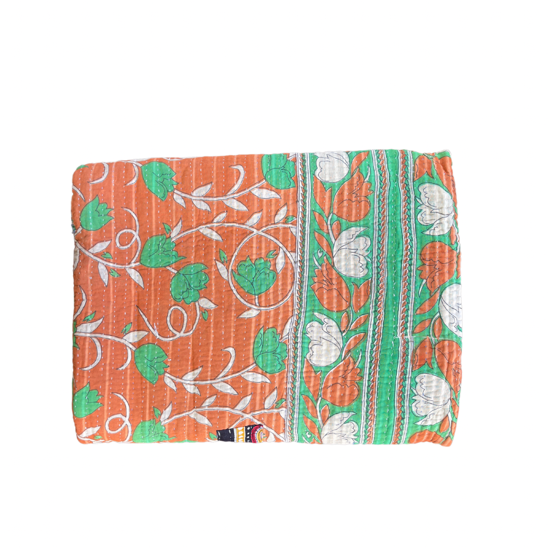 Indian Handmade Vintage Cotton Reversible Kantha Quilt Throw Bedspread- Priya - Adore India   