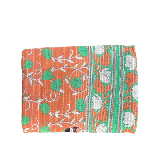 Indian Handmade Vintage Cotton Reversible Kantha Quilt Throw Bedspread- Priya - Adore India   