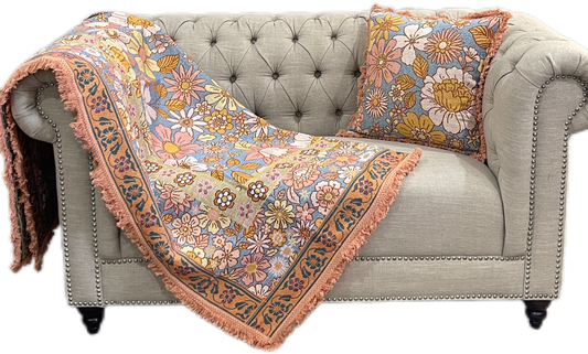 Blossom Elegance Cotton Reversible Tapestry Picnic Throw - Adore India   