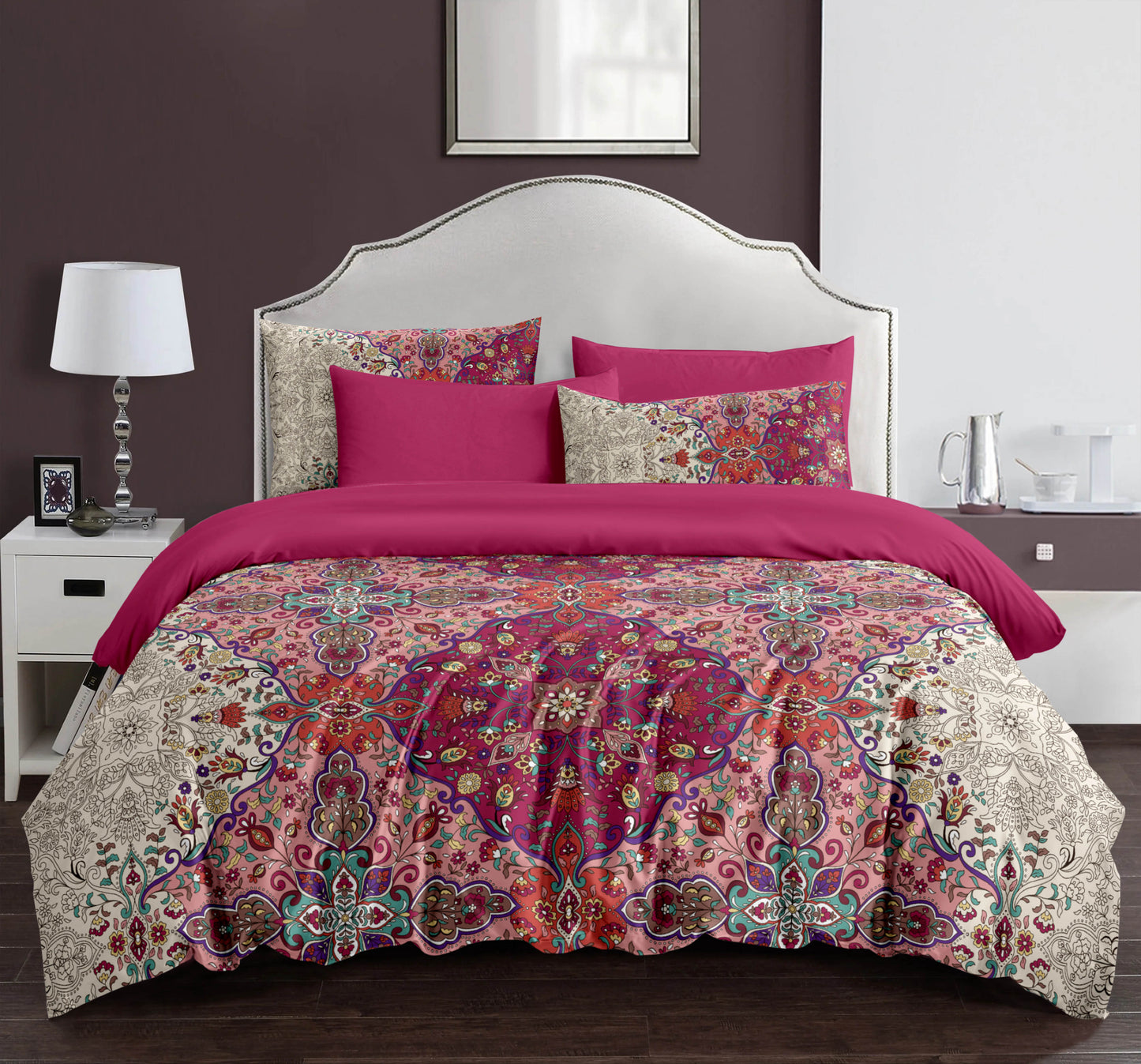 Pink Floral Rose Dream Mandala Quilt Cover Set - Unmatched Comfort and Style - Adore India   