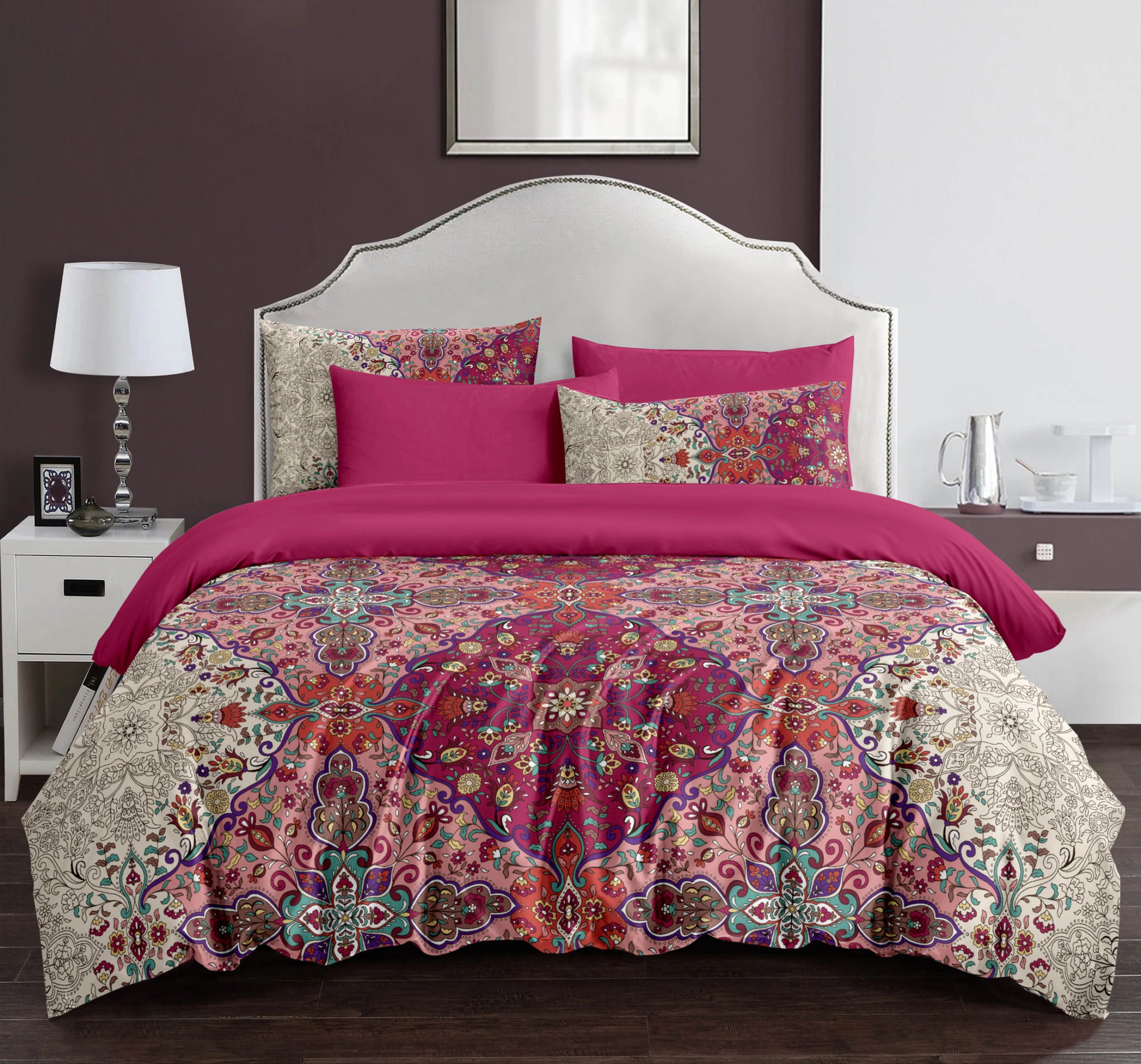 Pink Floral Rose Dream Mandala Quilt Cover Set - Unmatched Comfort and Style - Adore India   