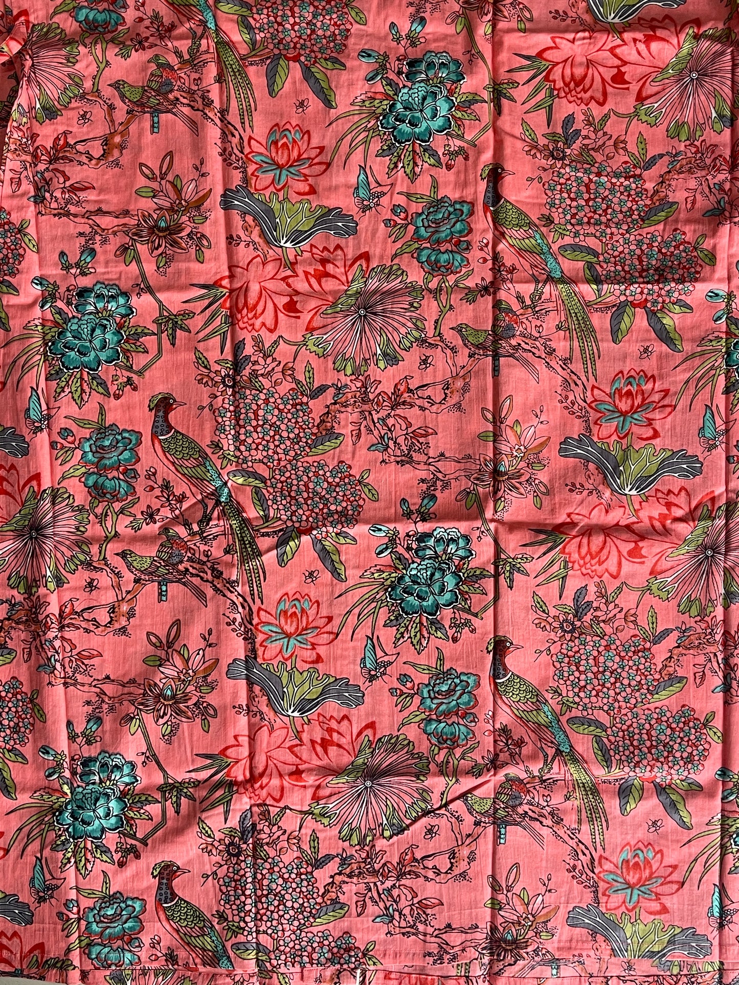 Cotton Bird Printed Pink Kimono Kaftan Bathrobe