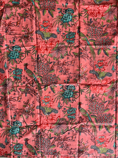 Cotton Bird Printed Pink Kimono Kaftan Bathrobe