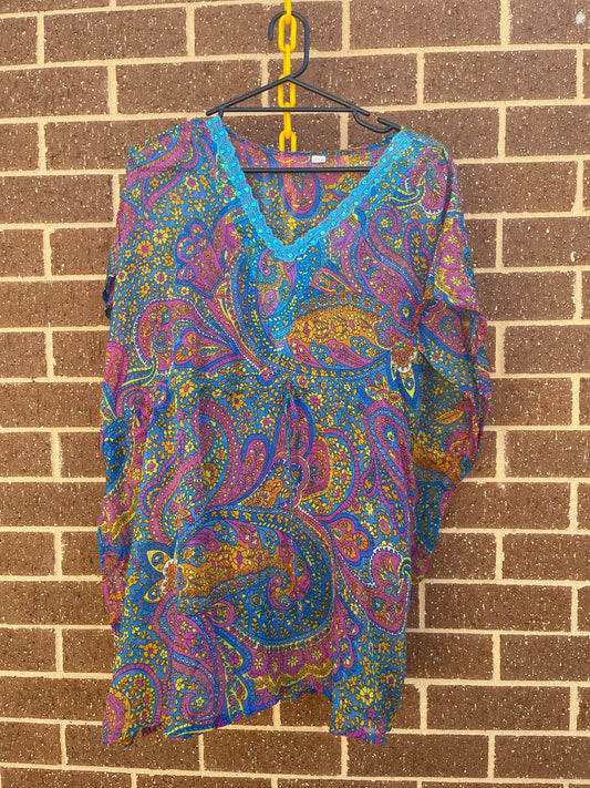 Wholesale Bulk Lot Women Chiffon Vintage Printed Beach Kaftan - Adore India   