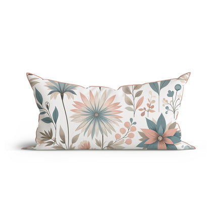 Bohemian Pastel Petals Printed Cotton Cushion with Piping-Adore India