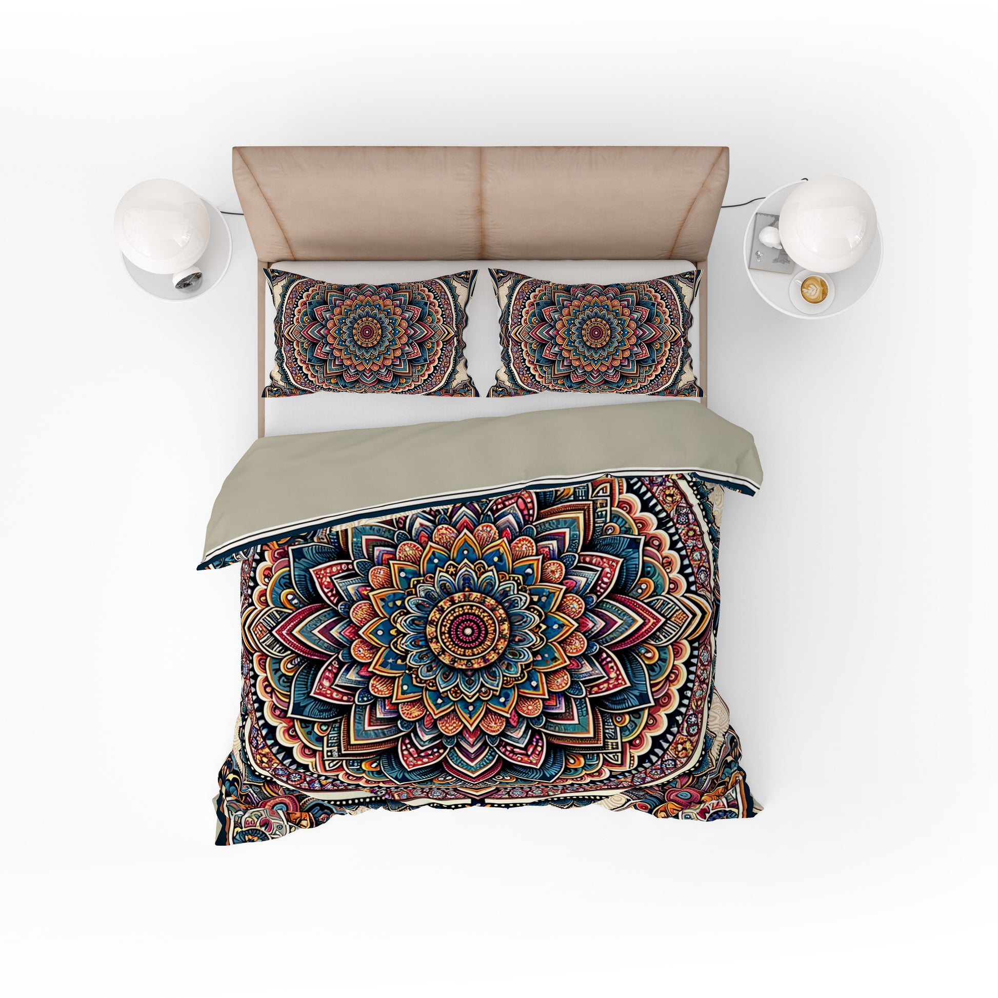 Colourful Positive Vibe Bohemian Reversible Quilt Cover Duvet Cover Set - Adore India   